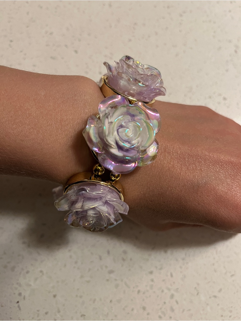 Gothic pink Rose Wide punk Bracelet